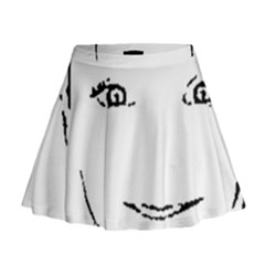 Portrait Black And White Girl Mini Flare Skirt by yoursparklingshop