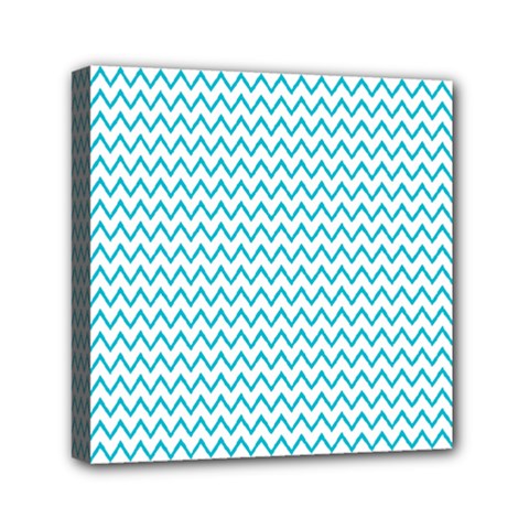 Blue White Chevron Mini Canvas 6  X 6  by yoursparklingshop