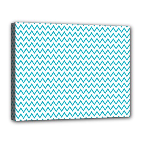 Blue White Chevron Canvas 14  X 11  by yoursparklingshop