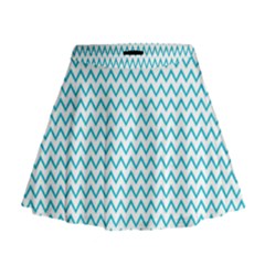 Blue White Chevron Mini Flare Skirt