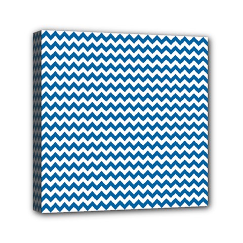 Dark Blue White Chevron  Mini Canvas 6  X 6  by yoursparklingshop