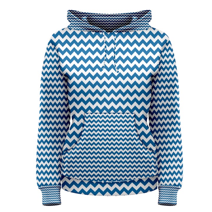 Dark Blue White Chevron  Women s Pullover Hoodie