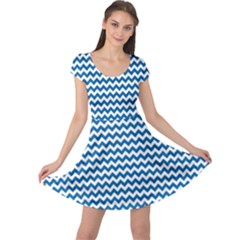 Dark Blue White Chevron  Cap Sleeve Dresses by yoursparklingshop