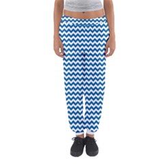 Dark Blue White Chevron  Women s Jogger Sweatpants by yoursparklingshop