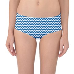 Dark Blue White Chevron  Mid-waist Bikini Bottoms by yoursparklingshop