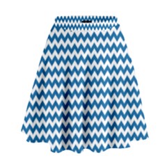 Dark Blue White Chevron  High Waist Skirt