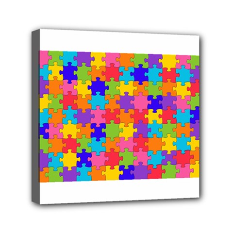 Funny Colorful Puzzle Pieces Mini Canvas 6  X 6  by yoursparklingshop