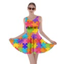 Funny Colorful Puzzle Pieces Skater Dress View1