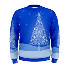 Blue White Christmas Tree Men s Sweatshirt by yoursparklingshop