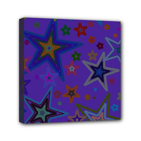 Purple Christmas Party Stars Mini Canvas 6  X 6  by yoursparklingshop