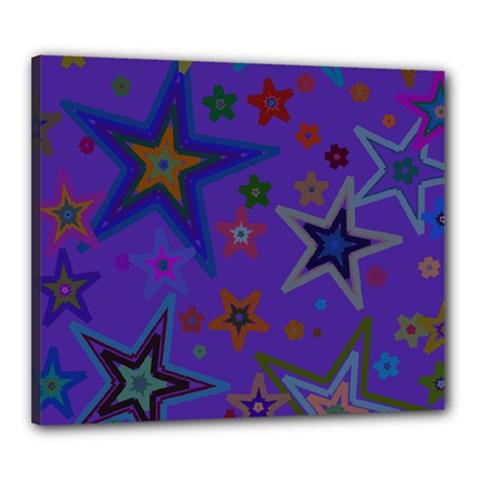 Purple Christmas Party Stars Canvas 24  X 20  by yoursparklingshop