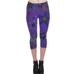 Purple Christmas Party Stars Capri Leggings  by yoursparklingshop