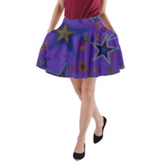 Purple Christmas Party Stars A-line Pocket Skirt by yoursparklingshop