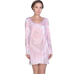 Pink White Love Rose Long Sleeve Nightdress by yoursparklingshop