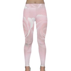 Pink White Love Rose Yoga Leggings by yoursparklingshop