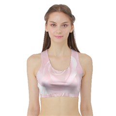 Pink White Love Rose Women s Sports Bra With Border by yoursparklingshop