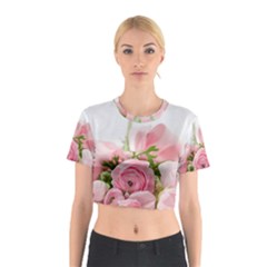 Romantic Pink Flowers Cotton Crop Top by yoursparklingshop