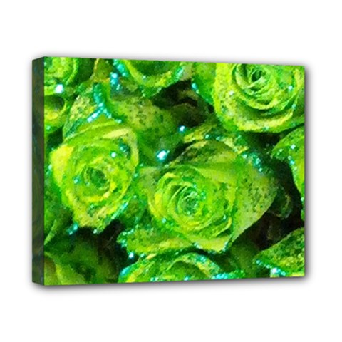 Festive Green Glitter Roses Valentine Love  Canvas 10  X 8  by yoursparklingshop