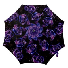 Purple Glitter Roses Valentine Love Hook Handle Umbrellas (large) by yoursparklingshop