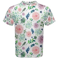 Hand Painted Spring Flourishes Flowers Pattern Men s Cotton Tee by TastefulDesigns