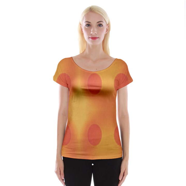 Sunny Happy Orange Dots Women s Cap Sleeve Top