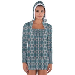 Tropical Blue Abstract Ocean Drops Women s Long Sleeve Hooded T-shirt by yoursparklingshop