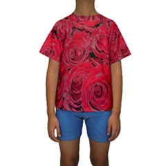 Red Roses Love Kid s Short Sleeve Swimwear by yoursparklingshop