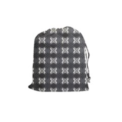 Black White Gray Crosses Drawstring Pouches (medium) 