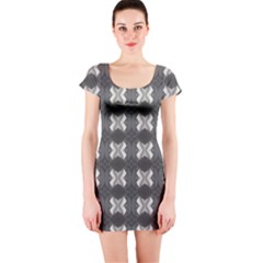 Black White Gray Crosses Short Sleeve Bodycon Dress by yoursparklingshop