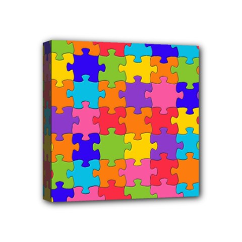 Funny Colorful Jigsaw Puzzle Mini Canvas 4  x 4 