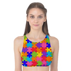 Funny Colorful Jigsaw Puzzle Tank Bikini Top