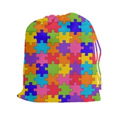 Funny Colorful Jigsaw Puzzle Drawstring Pouches (xxl) by yoursparklingshop