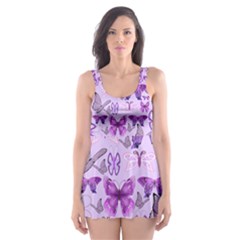 Purple Awareness Butterflies Skater Dress Swimsuit by FunWithFibro