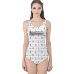 Seamless Nautical Pattern One Piece Swimsuit by TastefulDesigns