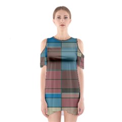 Rectangles In Retro Colors Pattern                      Women s Cutout Shoulder Dress by LalyLauraFLM