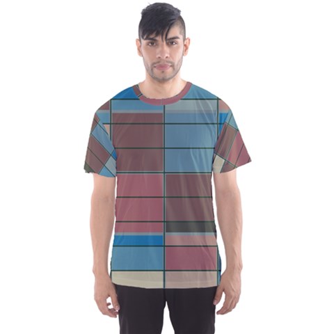 Rectangles In Retro Colors Pattern                      Men s Sport Mesh Tee by LalyLauraFLM