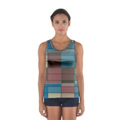 Rectangles In Retro Colors Pattern                      Women s Sport Tank Top by LalyLauraFLM