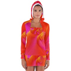 Orange Cream Women s Long Sleeve Hooded T-shirt