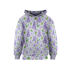 Liliac Flowers And Leaves Pattern Kids  Zipper Hoodie by TastefulDesigns