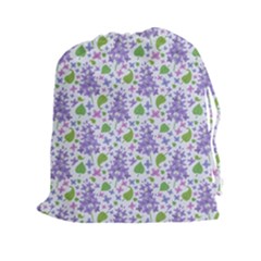 Liliac Flowers And Leaves Pattern Drawstring Pouches (xxl) by TastefulDesigns