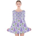 liliac flowers and leaves Pattern Long Sleeve Velvet Skater Dress View1