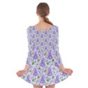 liliac flowers and leaves Pattern Long Sleeve Velvet Skater Dress View2