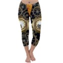 Steampunk Golden Design With Clocks And Gears Capri Winter Leggings  View1