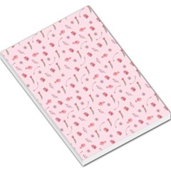 Cute Pink Birds And Flowers Pattern Large Memo Pads by TastefulDesigns