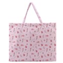 Cute Pink Birds And Flowers Pattern Zipper Large Tote Bag View1