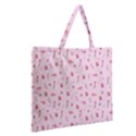 Cute Pink Birds And Flowers Pattern Zipper Large Tote Bag View2