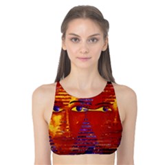 Conundrum Iii, Abstract Purple & Orange Goddess Tank Bikini Top by DianeClancy