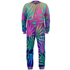 Colored Palm Leaves Background Onepiece Jumpsuit (men) 