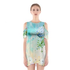 Watercolor Fresh Flowery Background Cutout Shoulder Dress by TastefulDesigns