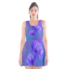 Flowers Cornflower Floral Chic Stylish Purple  Scoop Neck Skater Dress by yoursparklingshop